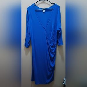 VENUS ROYAL BLUE SEXY FAUX WRAP STRETCH COLD SHOULDER DRESS EUC SZ 2X 22 24